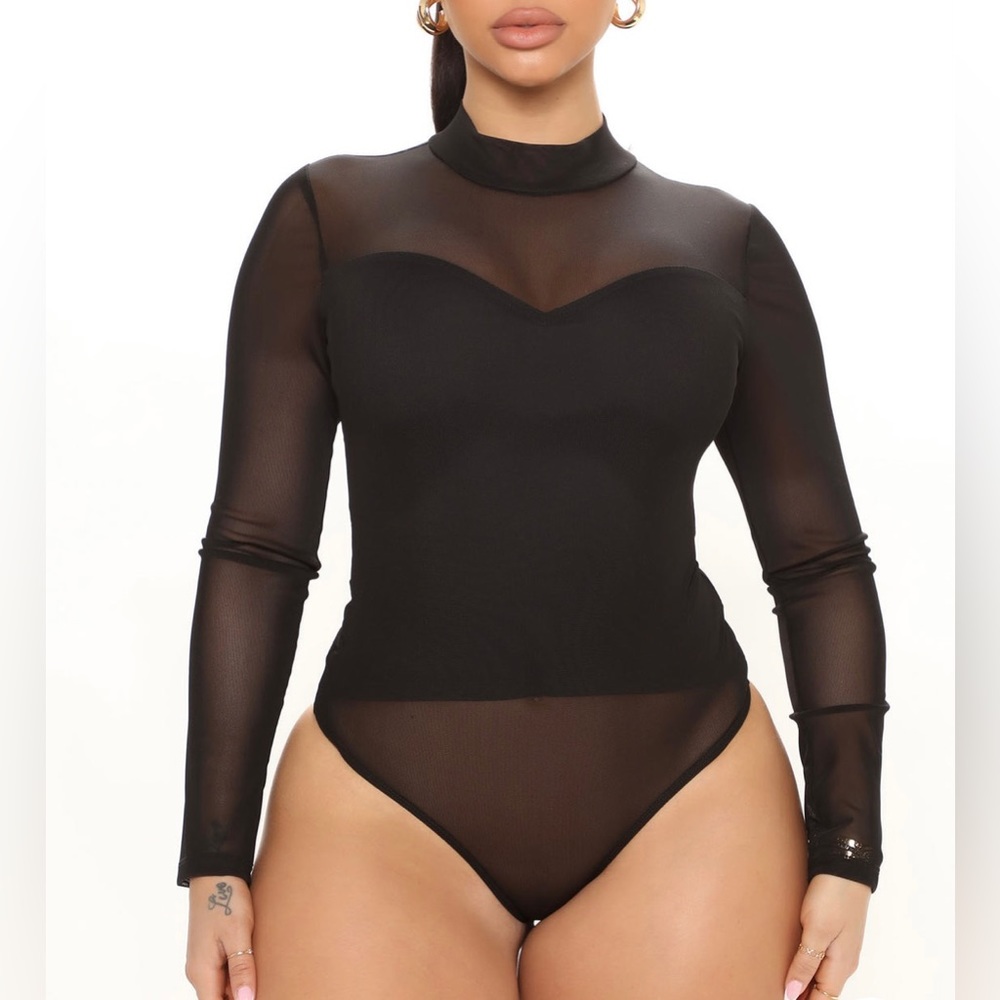 Sheer Sweetheart Neckline Bodysuit